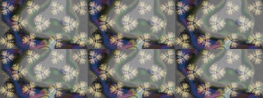 Son moda kar taneleri ve elementler onun kartlarını gösteriyor. Retro tarzı, kış elementleri. Modern soyut tasarım posteri, kapak, kart tasarımı gri, bej ve nötr renkler. Kar taneleri tasarımı.