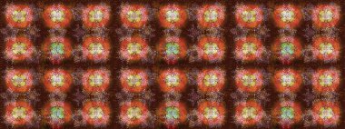 Düz Çiçek Elementleri Tasarımı. Kahverengi renkli şirin çiçek deseni. Renkli Bahar Teması eskiz kalıbı. Raster Modaya uygun kumaş deseni.