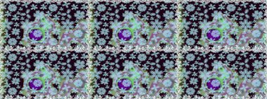 Raster illüstrasyonu. Tarafsız renklerde Asya tekstil tarzında. Çiçeklerle suluboya desenleri.