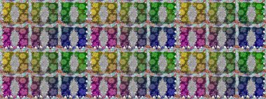 Yeşil renkte etnik çiçeklerle kusursuz bir desen. Asya Tekstil 'inde Raster Çiçek İllüstrasyonu.