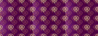 Raster oryantal süs. Barok tarzında kusursuz bir doğulu süsü. Geleneksel klasik altın desen. Mor, kahverengi ve bej renklerdeki altın desenli altın elementler.