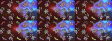 Düşen Noel stili kar taneleri. Renkli bir arka planda izole edilmiş güzel raster kahverengi, mor ve mavi kar taneleri. Kar taneleri, kar yağışı. Görüntü.