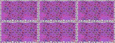 Mor, mor ve pembe kelebek desenli. Giysi tasarımı için dekor arka planı. Raster illüstrasyonu. Parmak izi dokuları için sevimli kelebek deseni.