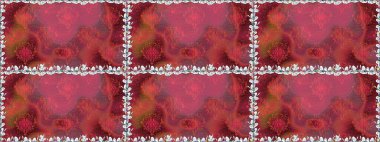 Raster illüstrasyonunda kusursuz çiçek deseni. Suluboya tarzında kırmızı renkte çiçekler.