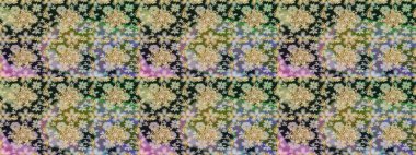 Çizgi sanatı tasarım şablonu için kusursuz sınır. Altın desenli çiçek dekoru. Gri renklerdeki altın element. Doğu tarzı element. Davetiyeler, kartlar, web sayfası için Raster illüstrasyonu.