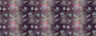 Kusursuz çiçek deseni duvar kâğıdı olarak kullanılabilir. Kahverengi, gri ve mor renkli çiçekler. Raster illüstrasyonu.