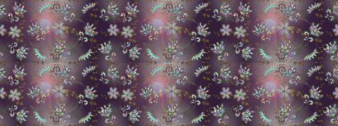 Kusursuz çiçek deseni duvar kâğıdı olarak kullanılabilir. Kahverengi, gri ve mor renkli çiçekler. Raster illüstrasyonu.