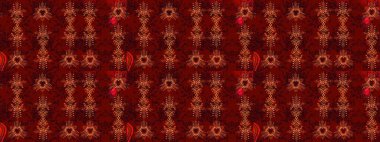 Kış şablonu kırmızı, kahverengi ve siyah renkte kar tanesinden yapılmıştır. Kış konsepti Düz yatıyordu. Raster illüstrasyonu.