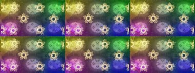 Raster yeşili, nötr ve mor kar tanesinden izole edilmiş. Güzel bir kış süsü. Renkli kar taneleri Raster illüstrasyonu.