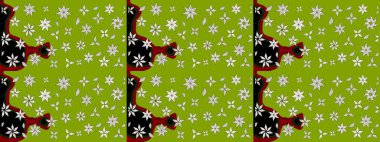 El yapımı çiçek ve bitki koleksiyonu. Raster illüstrasyonu. Eskiz stili yeşil renkler. Şirin karalamalı çiçek desenli çizim. Raster illüstrasyonu.