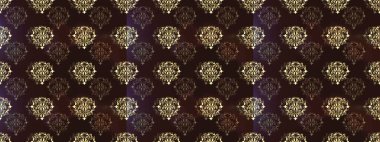 Raster klasik barok çiçeksiz altın desenli. Süslü dekorasyon. Lüks, kraliyet ve Viktorya dönemi konsepti. Kahverengi, mor ve bej renklerdeki altın desenli altın elementler.
