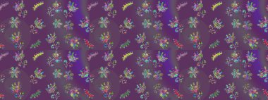 Küçük mor, gri ve menekşe çiçekli oldukça eski bir besin torbası deseni. Tekstil, kumaş, kapaklar, duvar kağıtları, baskı, naylon, yapıştırma, örgü, dekupaj için çiçeksiz arkaplan.