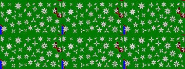 Çiçekli eskiz deseni. Yeşil renkli çiçekler. Suluboya çizimi. El çizimi.