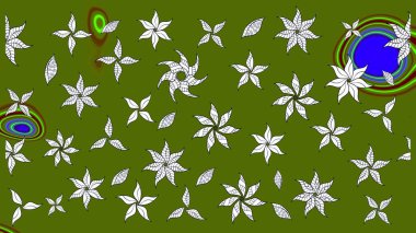 Düz Çiçek Elementleri Tasarımı. Renkli Yaz Temalı eskiz kalıbı. Modaya uygun kumaş deseni. Sevimli çiçek raster deseni.