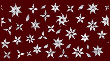 Raster Çiçek İllüstrasyonu 'nun şirin tekstili. Kırmızı renkli etnik çiçeklerle zarif bir eskiz şekli..