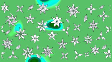 Düz Çiçek Elementleri Tasarımı. Raster illüstrasyonu. Çiçek desenli çizim. Renkli Bahar Teması eskiz kalıbı. Asya tekstil tarzında. Güzel kumaş deseni.