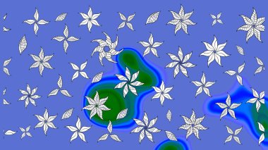 Mavi renkli çiçekler. Elle boyanmış suluboya resim çizimi çiçekler ve bitkiler.