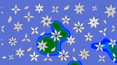 Mavi renkli çiçekler. Elle boyanmış suluboya resim çizimi çiçekler ve bitkiler.