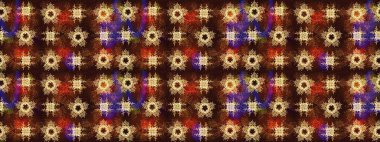 Yüzey için tekrarlanan doku, ambalaj kağıdı, kahverengi ve sarı renkli kar tanesi. Kış kar taneleri, raster arka plan.