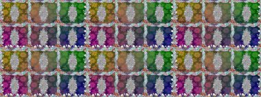 Çiçekle kusursuz desen. Yeşil renkli çiçekler. Düz Çiçek Elementleri Tasarımı. Renkli Bahar Teması Kusursuz Arkaplan.