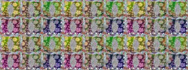 Raster Illustrasyon 'da moda olmayan çiçek deseni. Güzel kumaş deseni. Düz Çiçek Elementleri Tasarımı. Renkli Yaz Temalı Kusursuz Arkaplan.