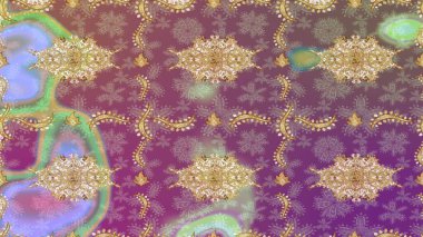 Mor renkli ve altın elementli klasik altın sarısı desen. Barok tarzında eskiz doğulu süsü..