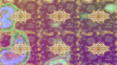 Mor renkli ve altın elementli klasik altın sarısı desen. Barok tarzında eskiz doğulu süsü..