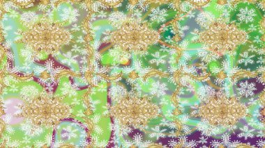 Tarafsız renklerde altın element. Damask arkaplanı. Altın çiçekli eskiz deseni. Barok tarzında altın çiçekli süs..