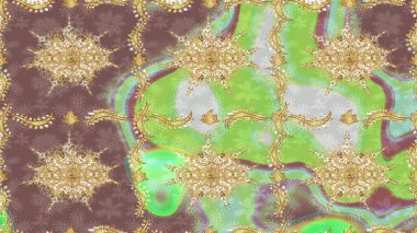 Tarafsız renklerde geleneksel altın eskiz kalıbı. Barok tarzında eskiz doğulu süsü..