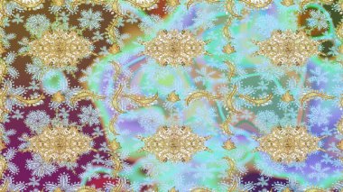 Lüks, kraliyet ve Viktorya dönemi konsepti. Süslü raster dekorasyonu. Tarafsız yerine altın rengi barok çiçekli eskiz deseni. Tarafsız renklerde altın element.