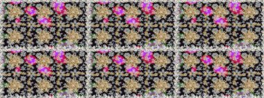 Raster Golden Mehndi kusursuz desen. Gri renkli desen. Kına dövmeli süs çiçekleri, altın çıkartmalar, mehndi ve yoga tasarımı, kartlar ve parmak izleri..