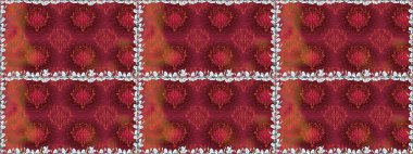 Kırmızı renklerde etnik çiçeklerle kusursuz bir desen. Raster Çiçek İllüstrasyonu güzel tekstil..