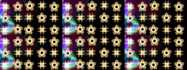 Siyah, kahverengi ve sarı renklerde suluboya kar taneleri. İllüstrasyon kar tanesi. Kışın sembolü. Güzel dekorasyon.