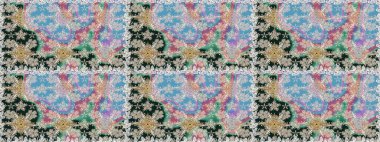 Raster illüstrasyonu. Çiçeklerle suluboya desenli çiçek deseni. Gri ve nötr renklerde güzel tekstil.