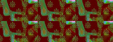 Raster deseni. Soyut çiçek çizim kalıbı arka planı. Raster illüstrasyonu. Küçük çiçekteki sevimli çiçek deseni. Kırmızı renklerde.