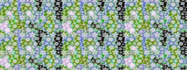 Suluboya çiçekli çiçek deseni. Yeşil renkli Asya tekstili. Raster illüstrasyonu.