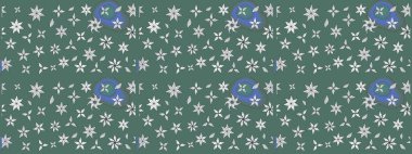 Raster illüstrasyonu. Yeşil renkte karalamalı çiçek deseni çiz.