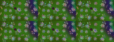 Suluboya çizim kalıbı. Çiçekler suluboya tarzında yeşil renkte. Çiçek izi.