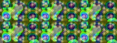 Raster illüstrasyonu. Çiçek desenli eskiz, darbeler, sıçramalar, yaz çiçekleri. Yeşil renkte çiçekler.