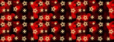 Tropik çiçek desenleri. Raster illüstrasyonu. Kırmızı renkte çiçekler.