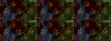 Siyah renkli etnik çiçeklerle süslenmiş zarif bir eskiz şekli. Asya Tekstil 'inde Raster Çiçek İllüstrasyonu.