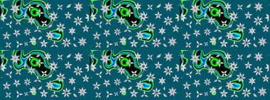 Düz Çiçek Elementleri Tasarımı. Renkli Bahar Teması eskiz kalıbı. Raster illüstrasyonu. Mavi renkte zarif çiçek buketi suluboya.