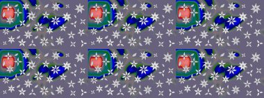 Küçük çiçekteki sevimli çiçek deseni. Güzel karalamalı çiçek desenli çizim. Güzel kumaş deseni. Raster illüstrasyonu.