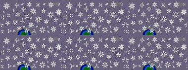 Tarafsız renklerde etnik çiçeklerle süslenmiş zarif bir eskiz. Raster Çiçek İllüstrasyon Şirin Tekstil.