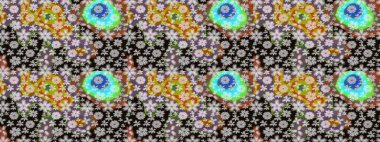 Çiçekli ipek eşarp. Tarafsız, tarafsız. Retro tekstil tasarım koleksiyonu. 1950-1960 motifleri. El çizimi çiçek elementleri ile soyut çizim raster deseni.