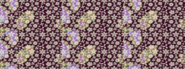 Raster Yumuşak kumaş deseni. Raster çiçek izi. Klasik taslak çizimi. Çiçek rengi eskiz deseni.