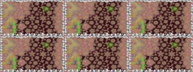 Raster illüstrasyonunda kusursuz çiçek deseni. Suluboya tarzında kahverengi renkte çiçekler.