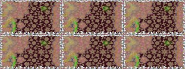 Raster illüstrasyonunda kusursuz çiçek deseni. Suluboya tarzında kahverengi renkte çiçekler.