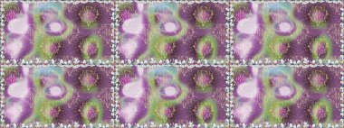 Raster deseni. Tarafsız renklerde bahar çiçekleri. Patlayan çiçekler soyut olarak yerleştirilmiş. Raster illüstrasyonu.