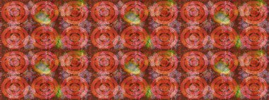 Raster illüstrasyonu. Turuncu, kahverengi ve pembe renkler. Noel ve yeni yıl moda baskıları için tatil tasarımı. Kar tanelerinin soyut arkaplanlı Noel deseni.